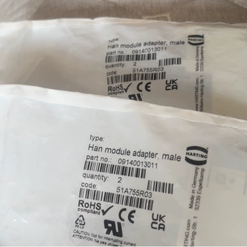 New Original Harting 09140013011 2 Pack Han Module Adapter Male connector New Original Harting 09140013011 2 Pack Han Module Adapter Male connector