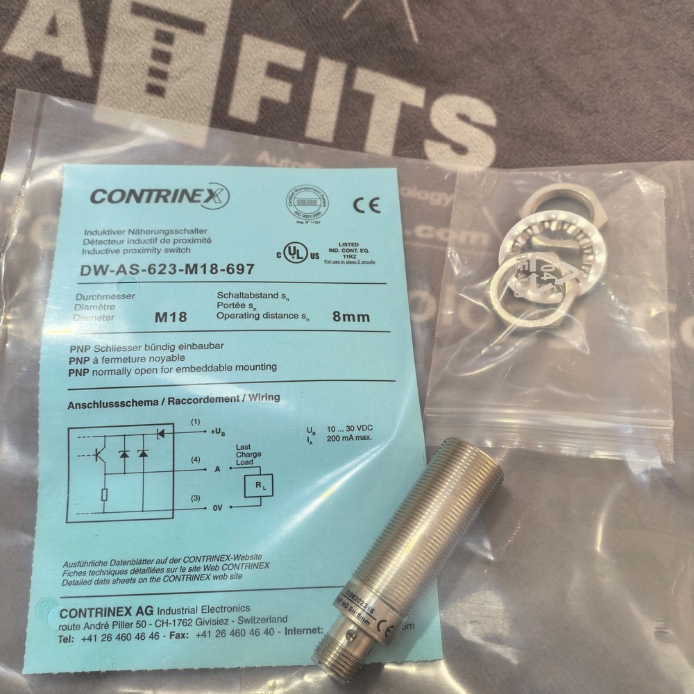 New Original CONTRINEX DW-AS-623-M18-697 Heavy-duty Anti-Weld Industrial Inductive Proximity Sensor New Original CONTRINEX DW-AS-623-M18-697 Heavy-duty Anti-Weld Industrial Inductive Proximity Sensor