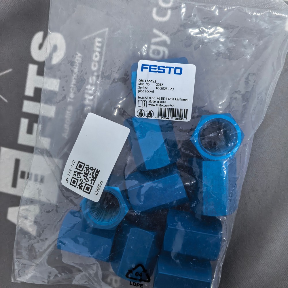 New Original FESTO 2257 QM‑1/2‑1/2 Pipe Socket Pneumatic Fitting New Original FESTO 2257 QM‑1/2‑1/2 Pipe Socket Pneumatic Fitting